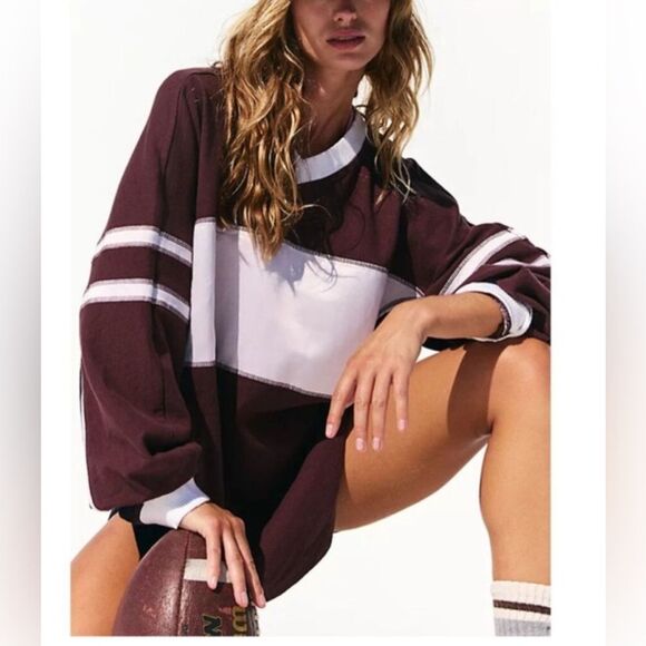 Free People Rugby-Ready Layer in Dark Espresso lavender Combo Large - Picture 2 of 8